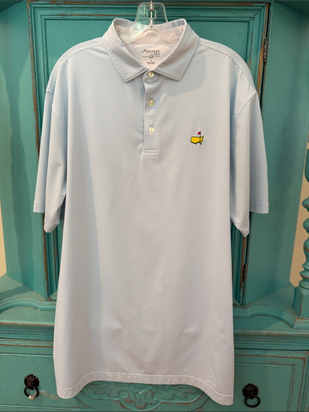 Masters Light Blue Golf Polo with Yellow Embroidered Logo